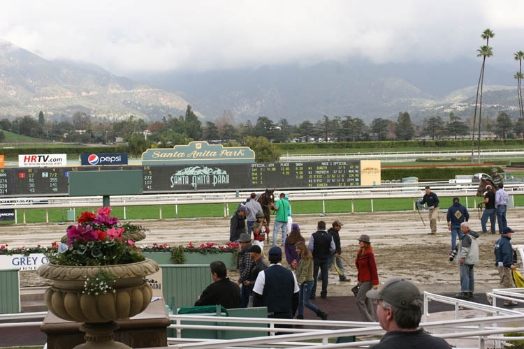 santa anita racetrack muddy day winners circle